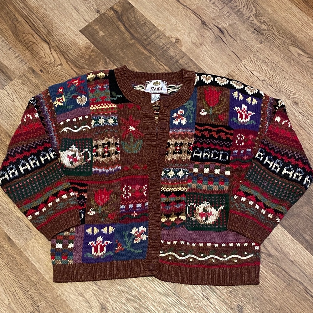 Vintage Tiara International Sweater Cardigan Womens Small